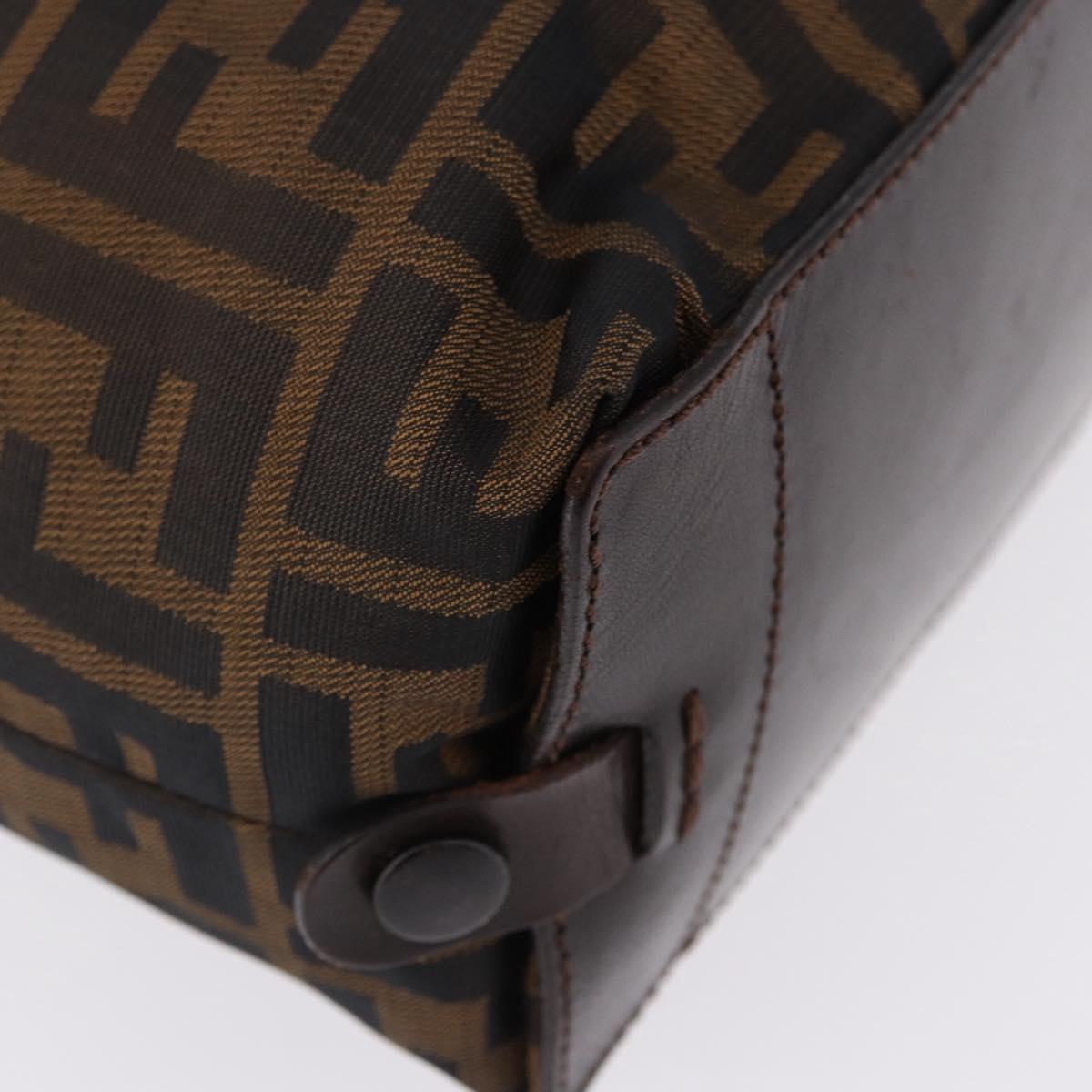 FENDI Zucca Canvas Hand Bag Black Brown Auth 193091