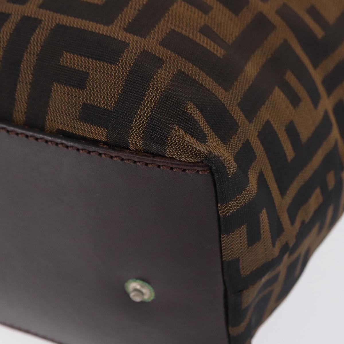 FENDI Zucca Canvas Hand Bag Black Brown Auth 193091