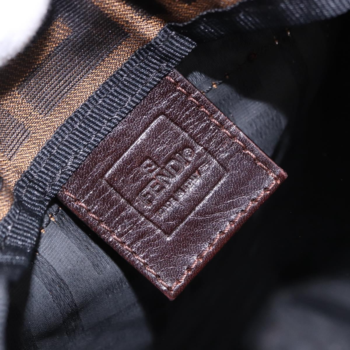 FENDI Zucca Canvas Hand Bag Black Brown Auth 193091