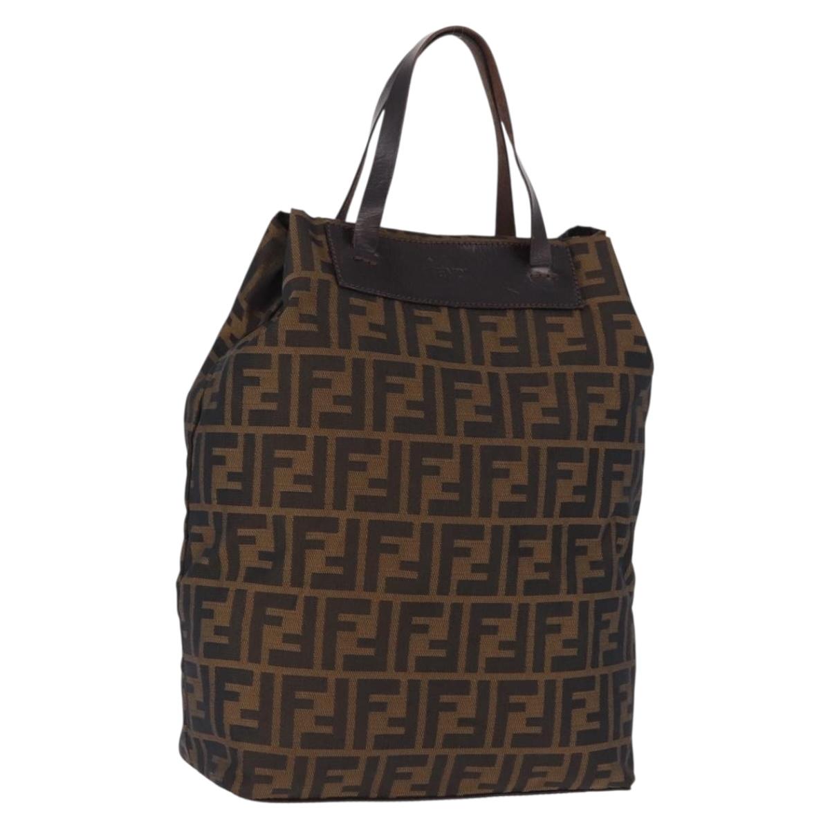 FENDI Zucca Canvas Hand Bag Black Brown Auth 193091