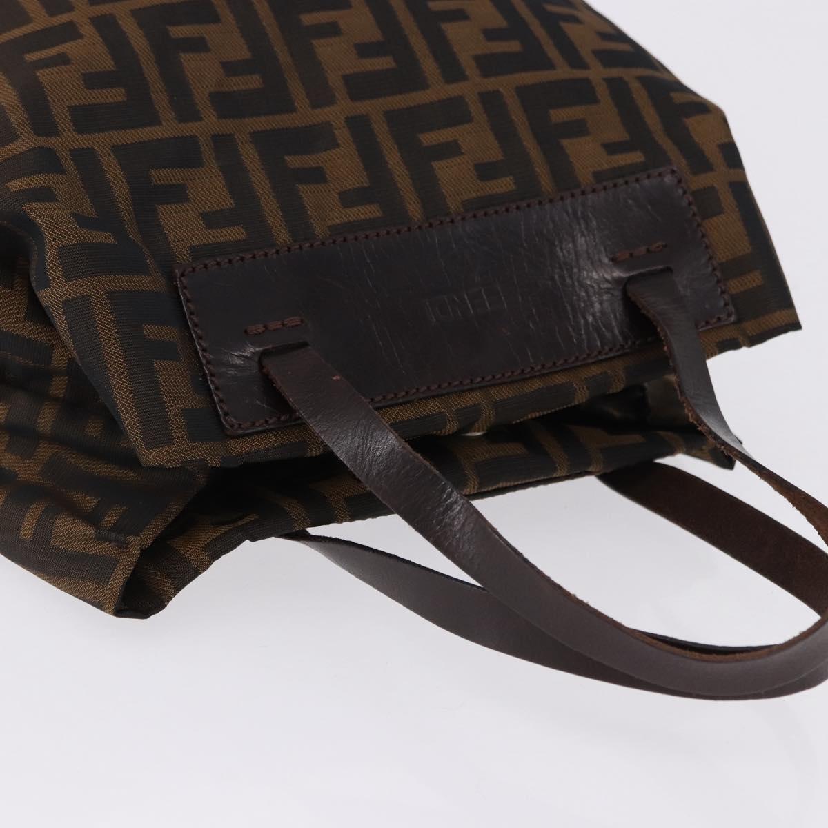 FENDI Zucca Canvas Hand Bag Black Brown Auth 193091