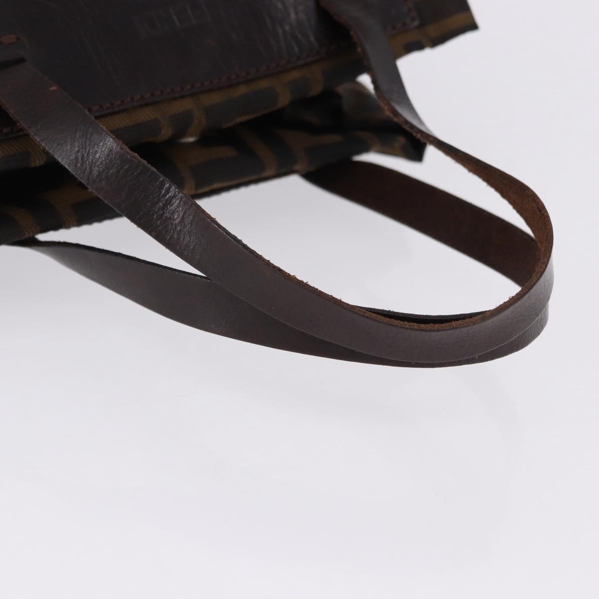 FENDI Zucca Canvas Hand Bag Black Brown Auth 193091