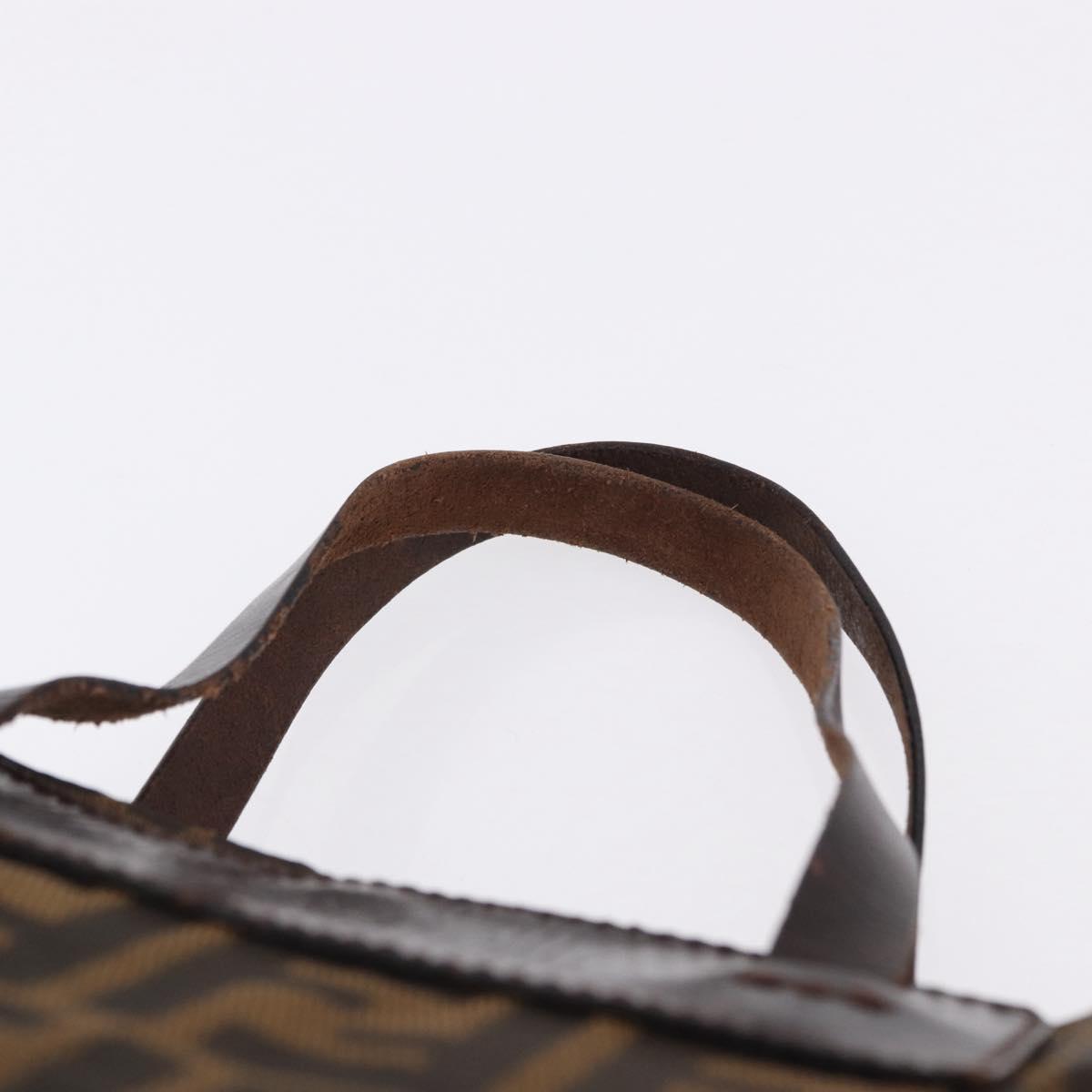 FENDI Zucca Canvas Hand Bag Black Brown Auth 193091