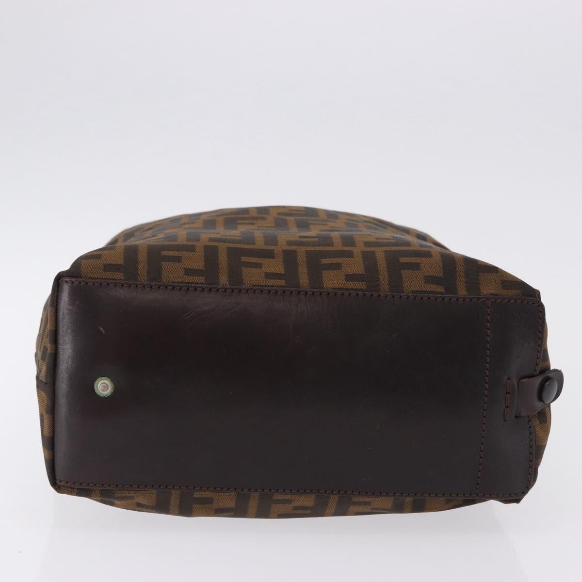 FENDI Zucca Canvas Hand Bag Black Brown Auth 193091