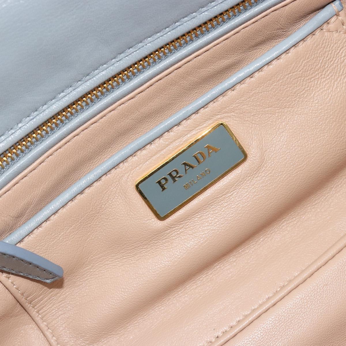 PRADA Gathered Pla Chain Shoulder Bag Leather Light Blue Auth 193094M