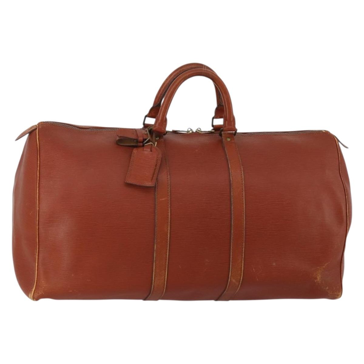LOUIS VUITTON Epi Keepall 55 Boston Bag Vintage Brown M42958 LV Auth 193099