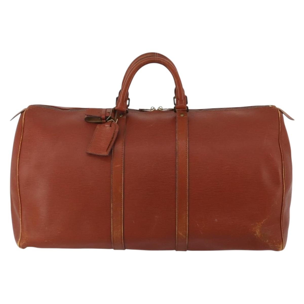 LOUIS VUITTON Epi Keepall 55 Boston Bag Vintage Brown M42958 LV Auth 193099