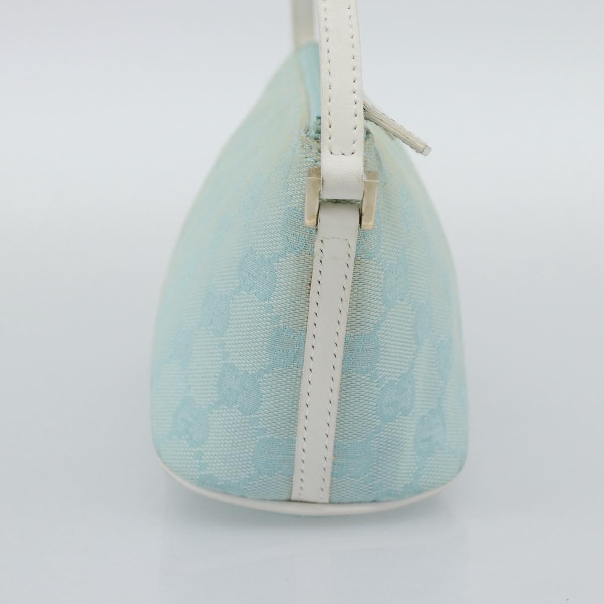 GUCCI GG Canvas Accessory Pouch Light Blue Gold 039 1103 2123 Auth 193100A