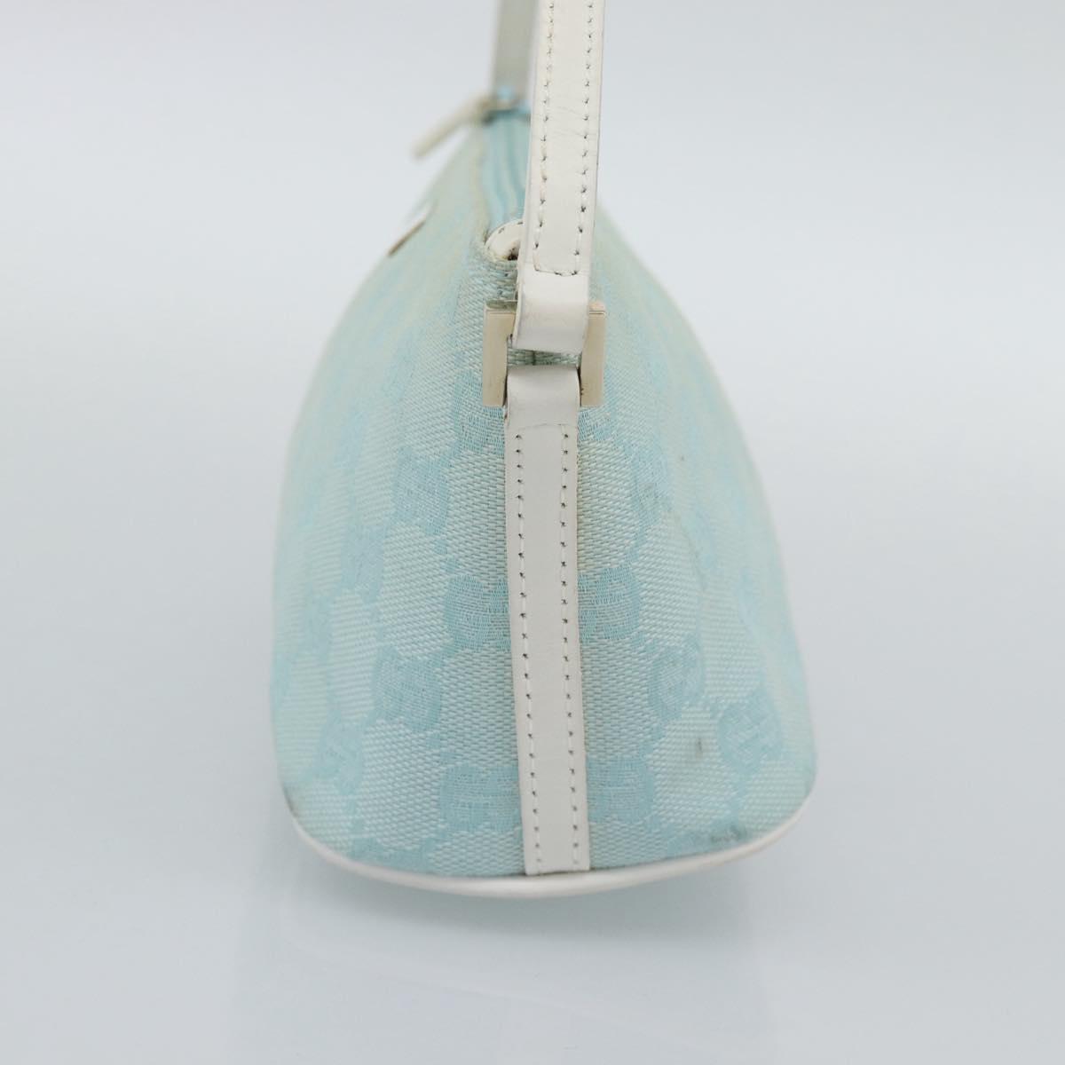 GUCCI GG Canvas Accessory Pouch Light Blue Gold 039 1103 2123 Auth 193100A
