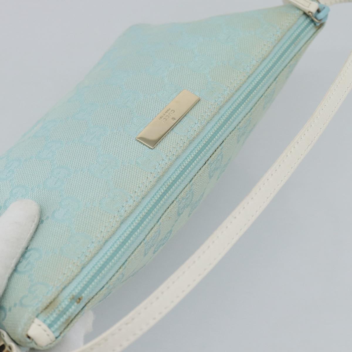GUCCI GG Canvas Accessory Pouch Light Blue Gold 039 1103 2123 Auth 193100A