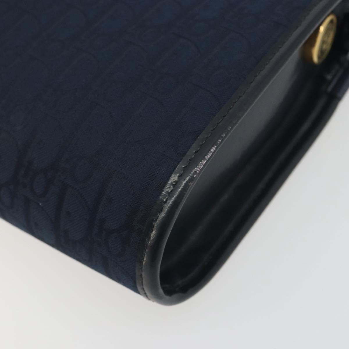 Christian Dior Trotter Canvas Shoulder Bag Navy Gold Auth 193101A