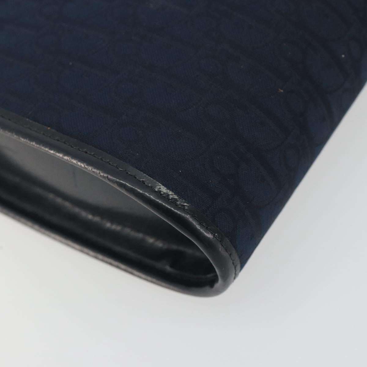 Christian Dior Trotter Canvas Shoulder Bag Navy Gold Auth 193101A