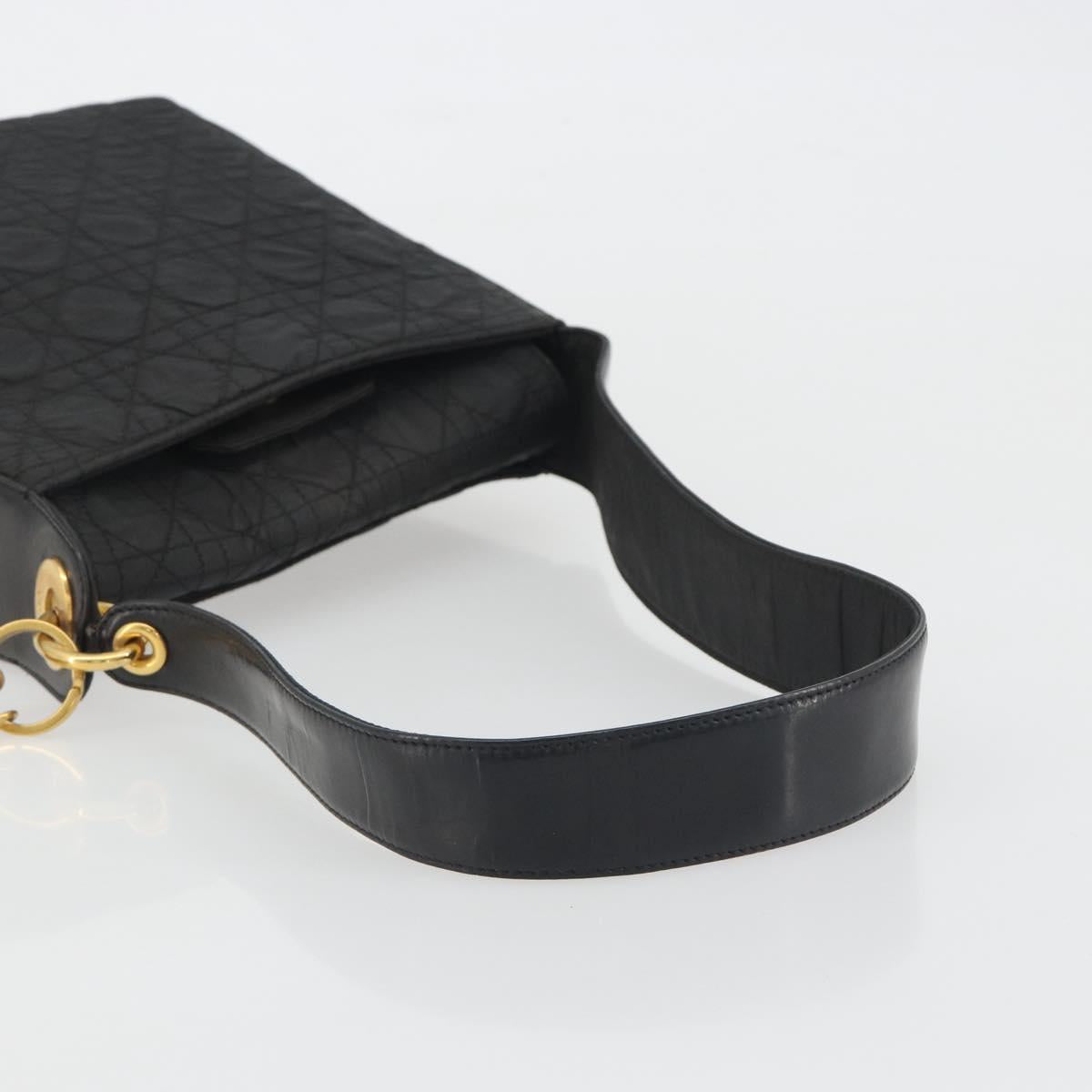 Christian Dior Canage Shoulder Bag Nylon Black Gold Auth 193102