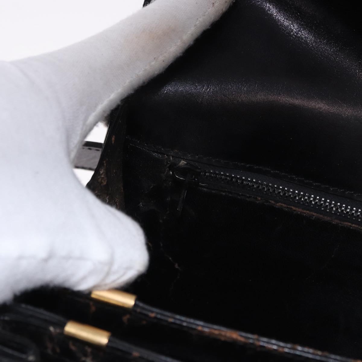 CELINE Shoulder Bag Leather Black Gold Auth 193103