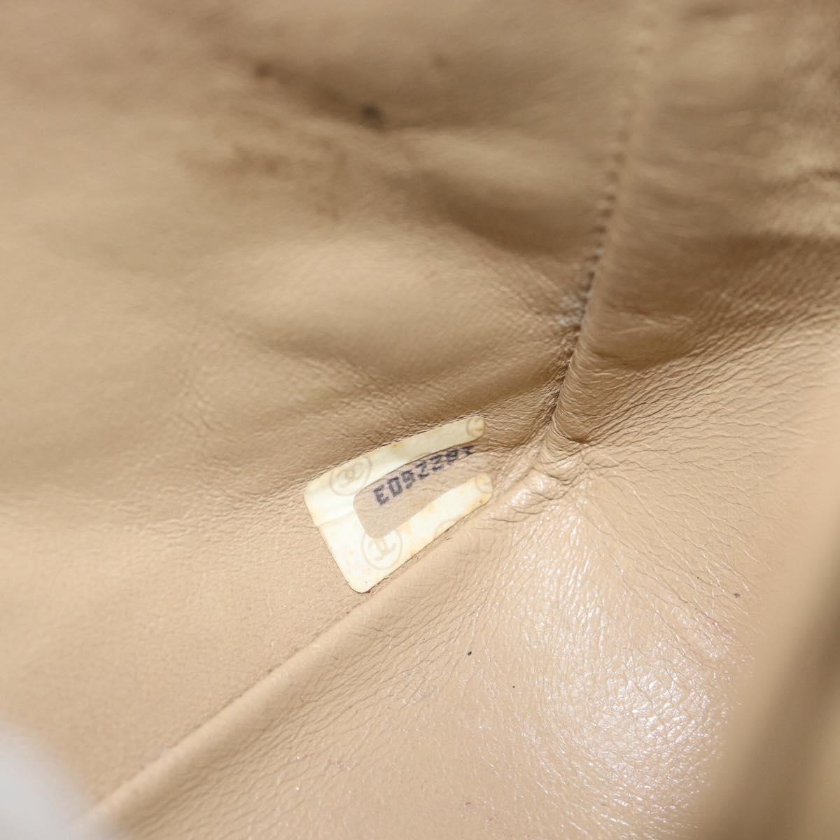 CHANEL Matelasse Chain Shoulder Bag Lamb Skin Beige Gold CC Auth 193105A
