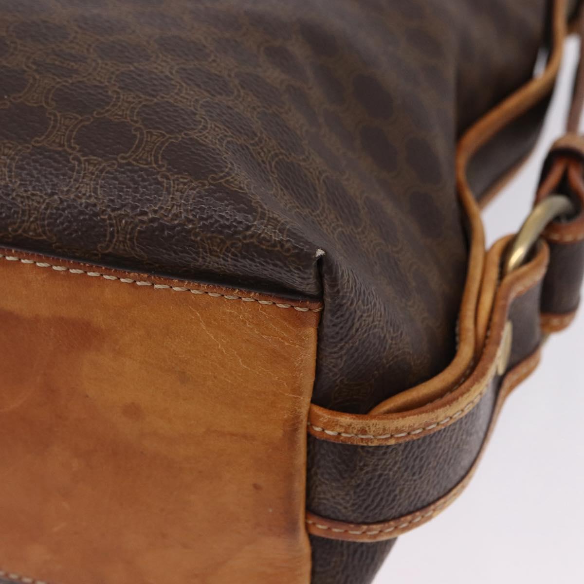 CELINE Macadam Canvas Shoulder Bag PVC Leather Brown Gold Auth 193107
