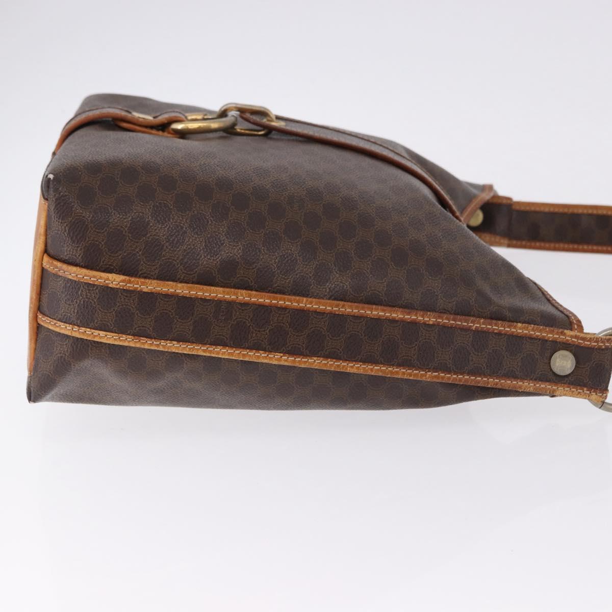 CELINE Macadam Canvas Shoulder Bag PVC Leather Brown Gold Auth 193107