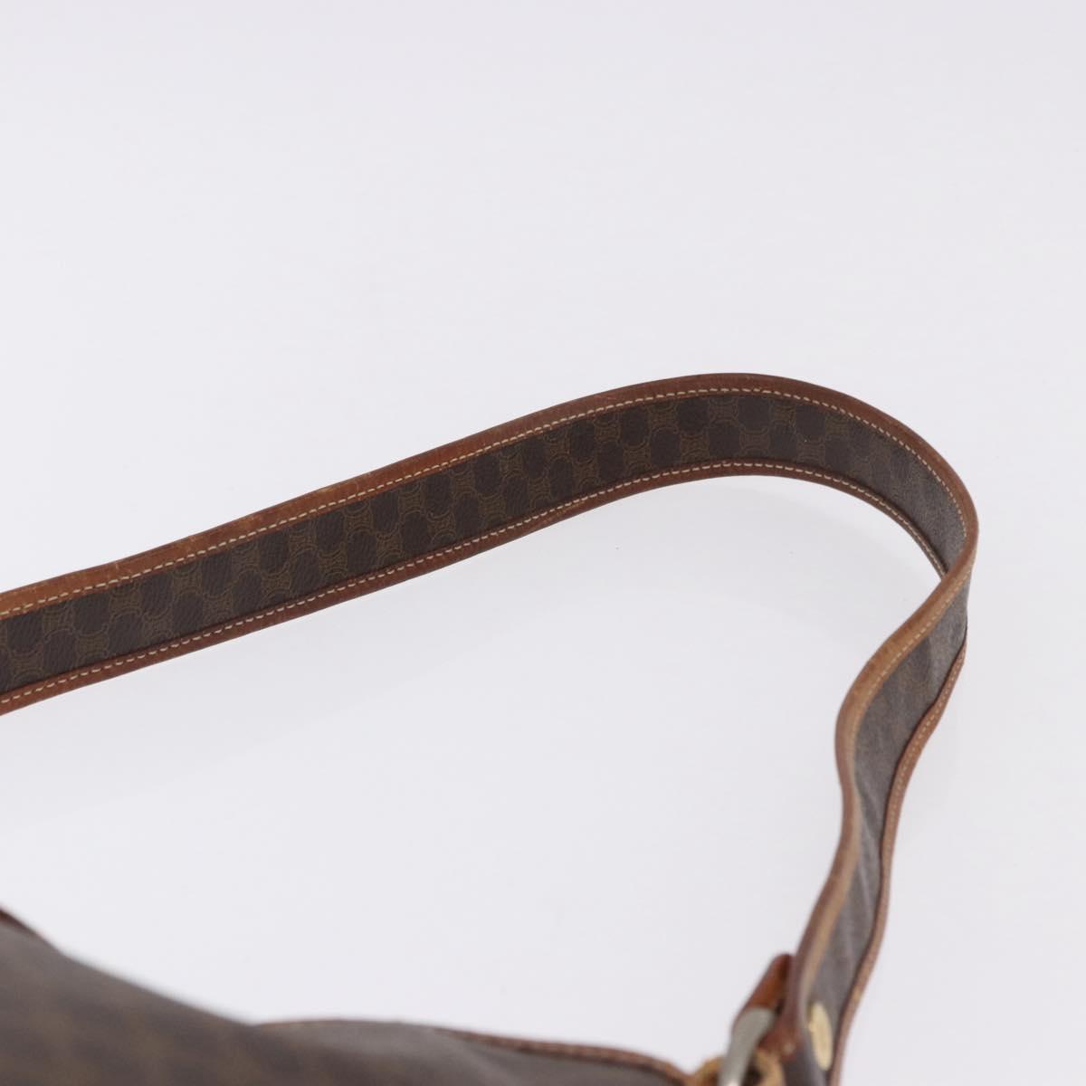 CELINE Macadam Canvas Shoulder Bag PVC Leather Brown Gold Auth 193107