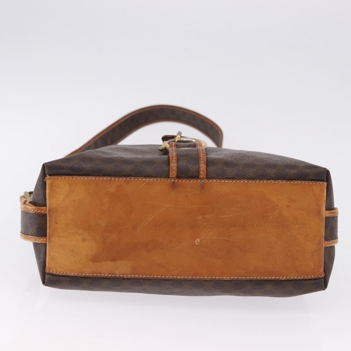 CELINE Macadam Canvas Shoulder Bag PVC Leather Brown Gold Auth 193107
