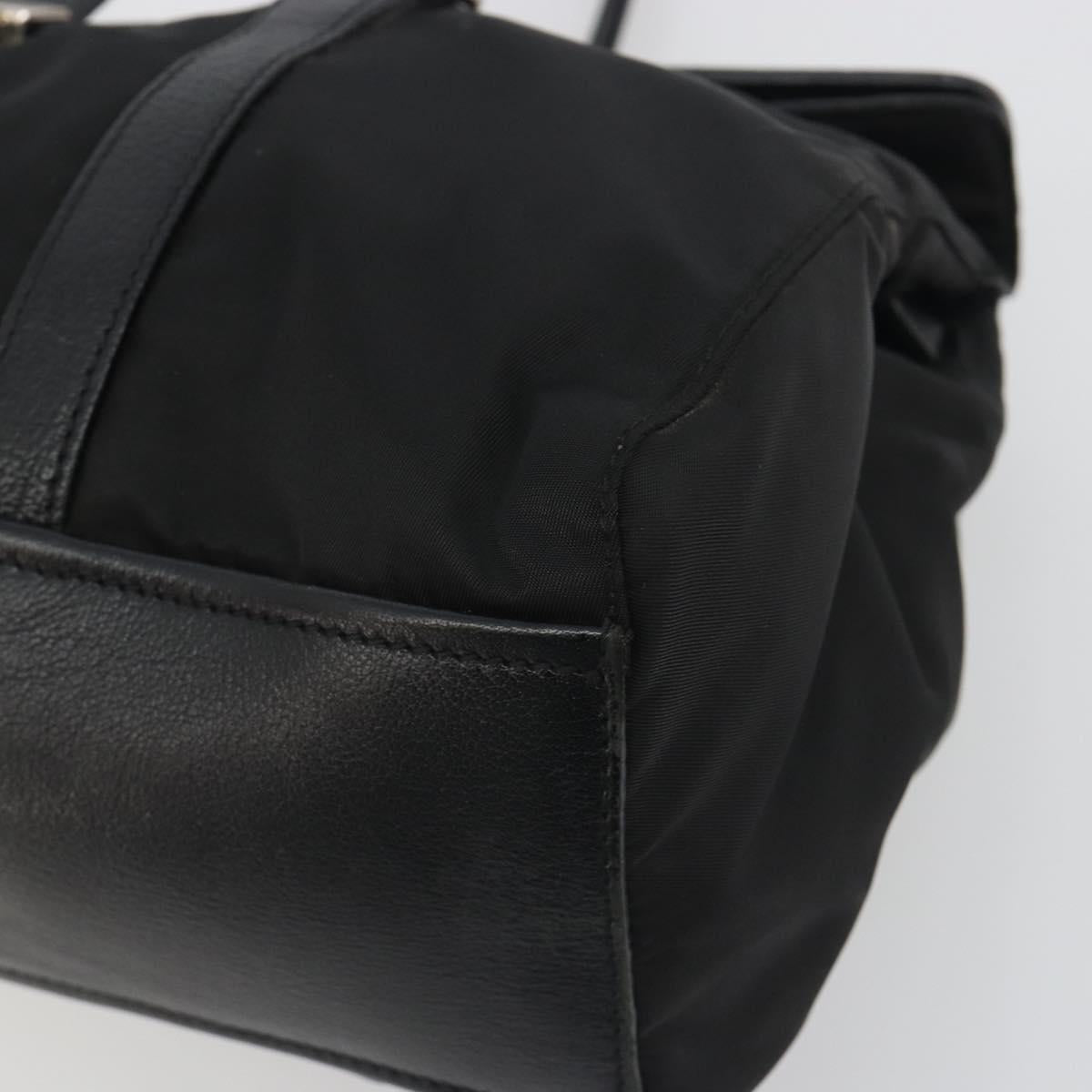 PRADA Shoulder Bag Nylon Black Silver Auth 193108V