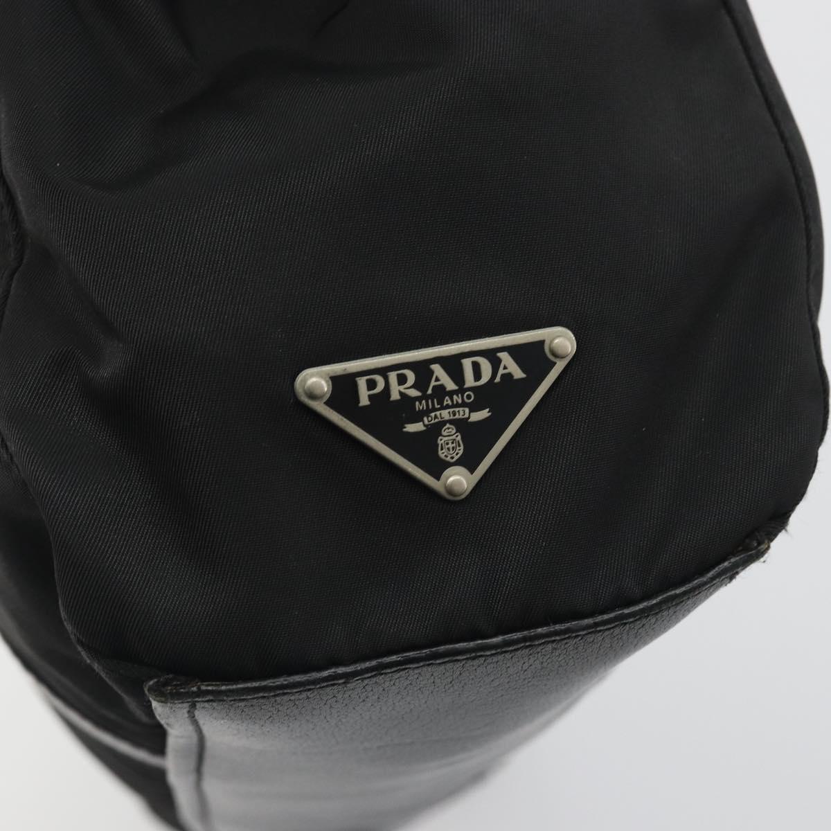 PRADA Shoulder Bag Nylon Black Silver Auth 193108V
