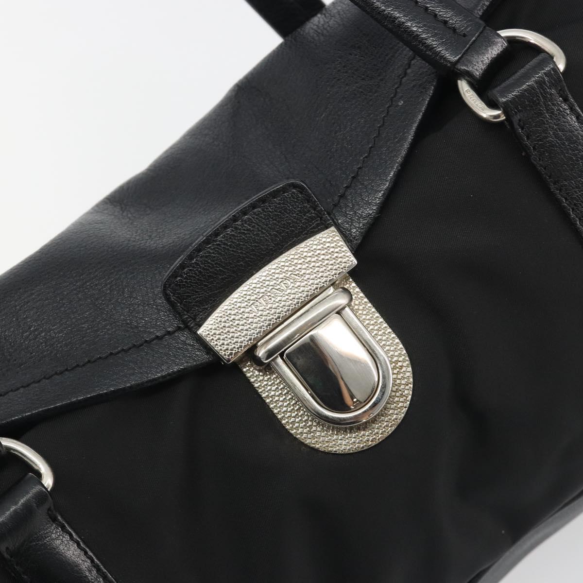 PRADA Shoulder Bag Nylon Black Silver Auth 193108V