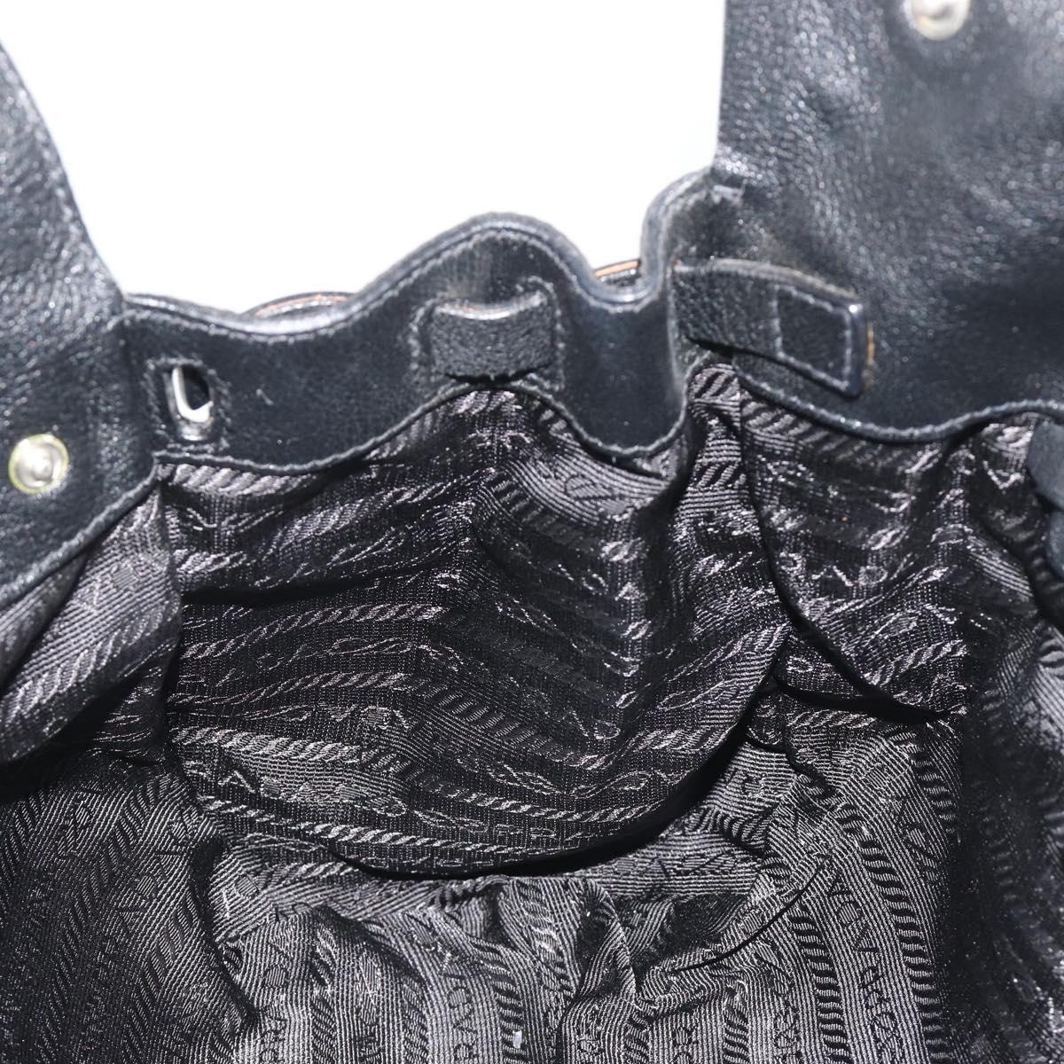 PRADA Shoulder Bag Nylon Black Silver Auth 193108V