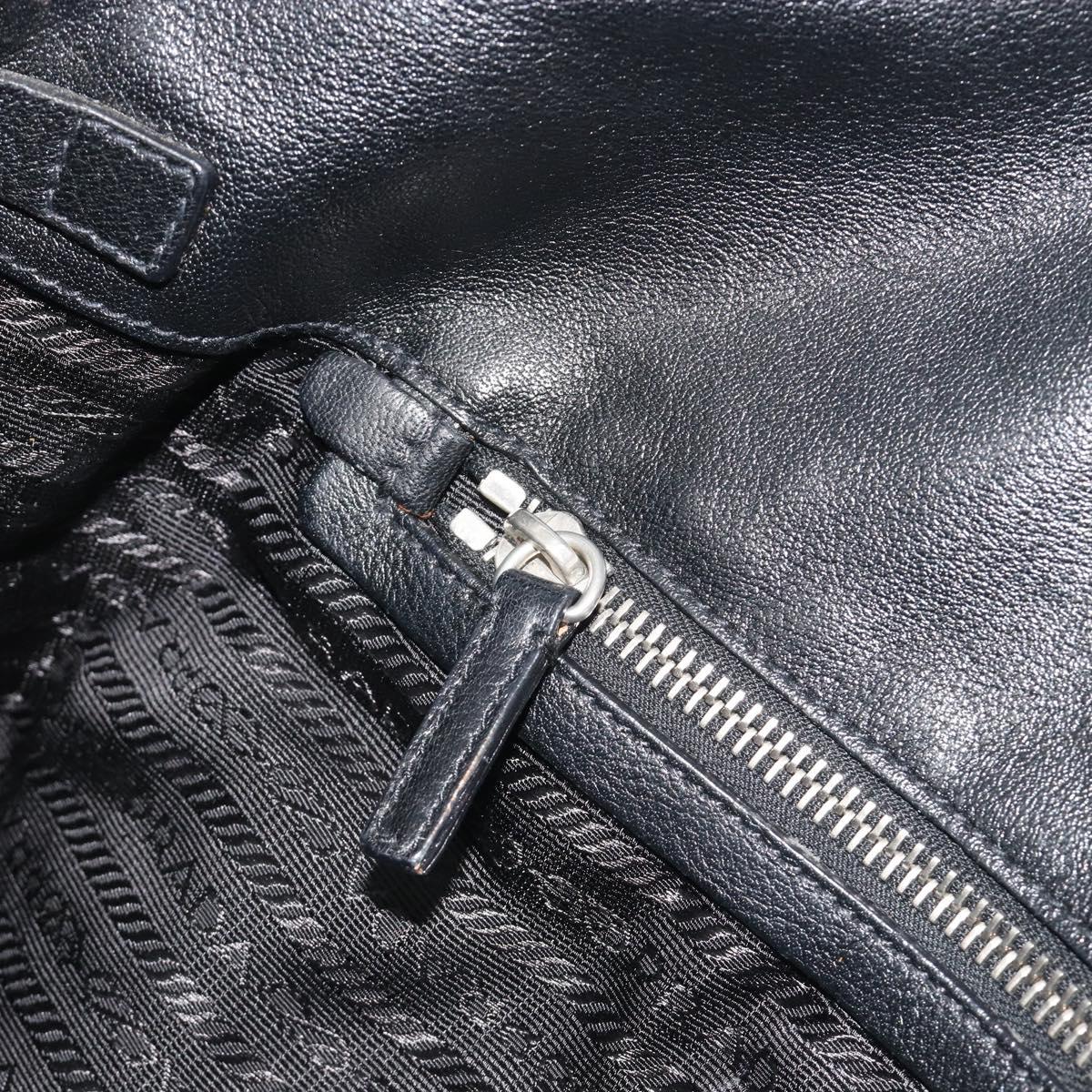 PRADA Shoulder Bag Nylon Black Silver Auth 193108V