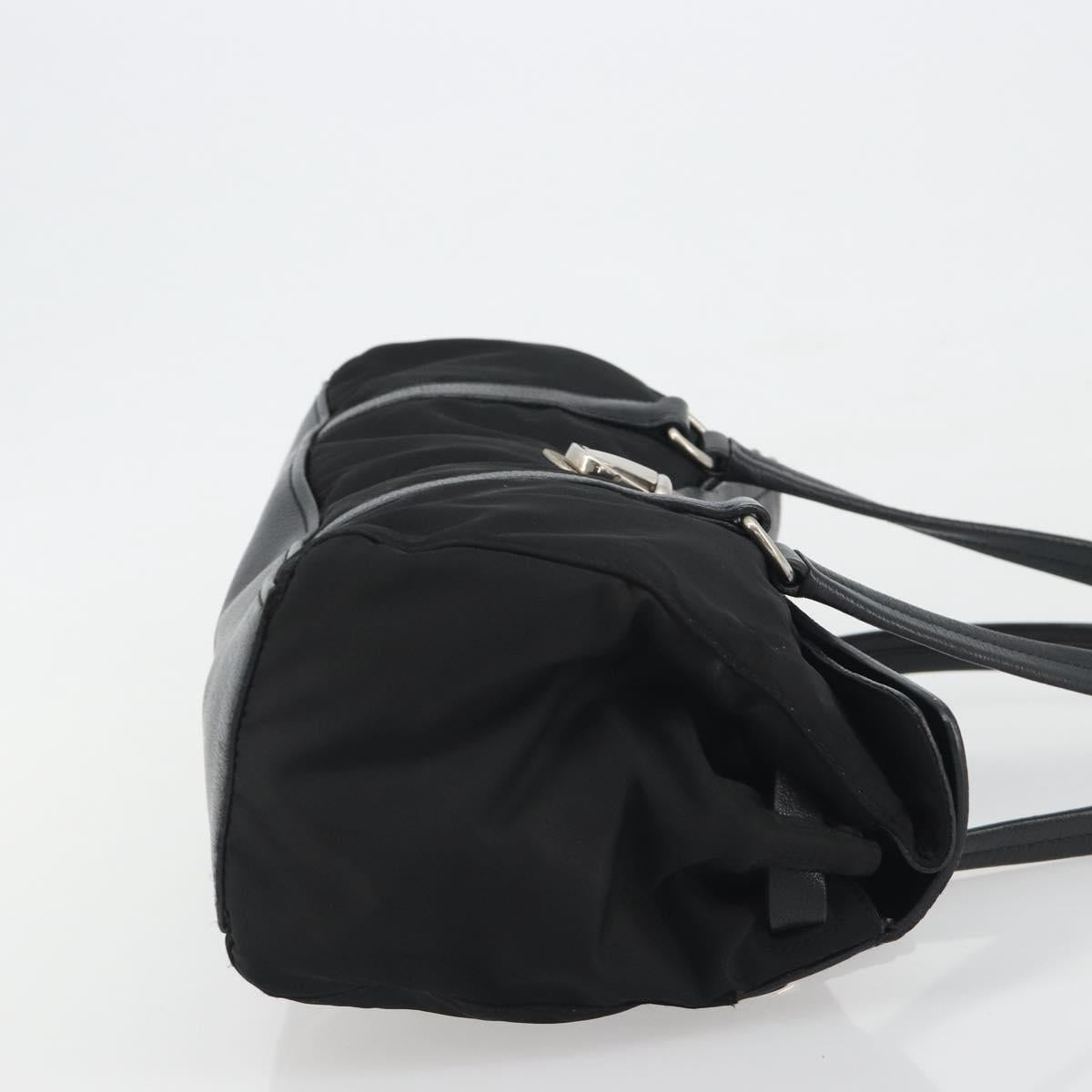 PRADA Shoulder Bag Nylon Black Silver Auth 193108V