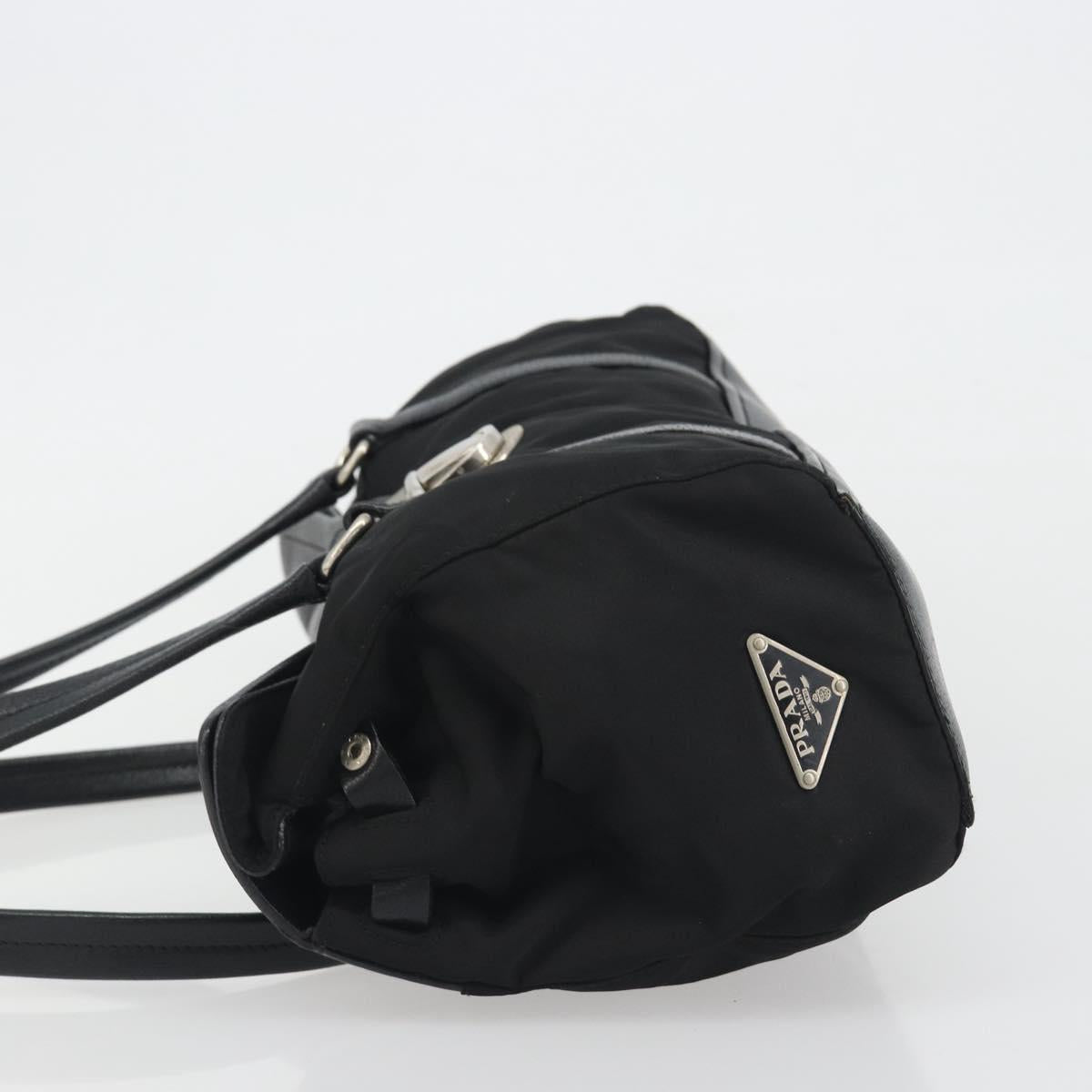 PRADA Shoulder Bag Nylon Black Silver Auth 193108V