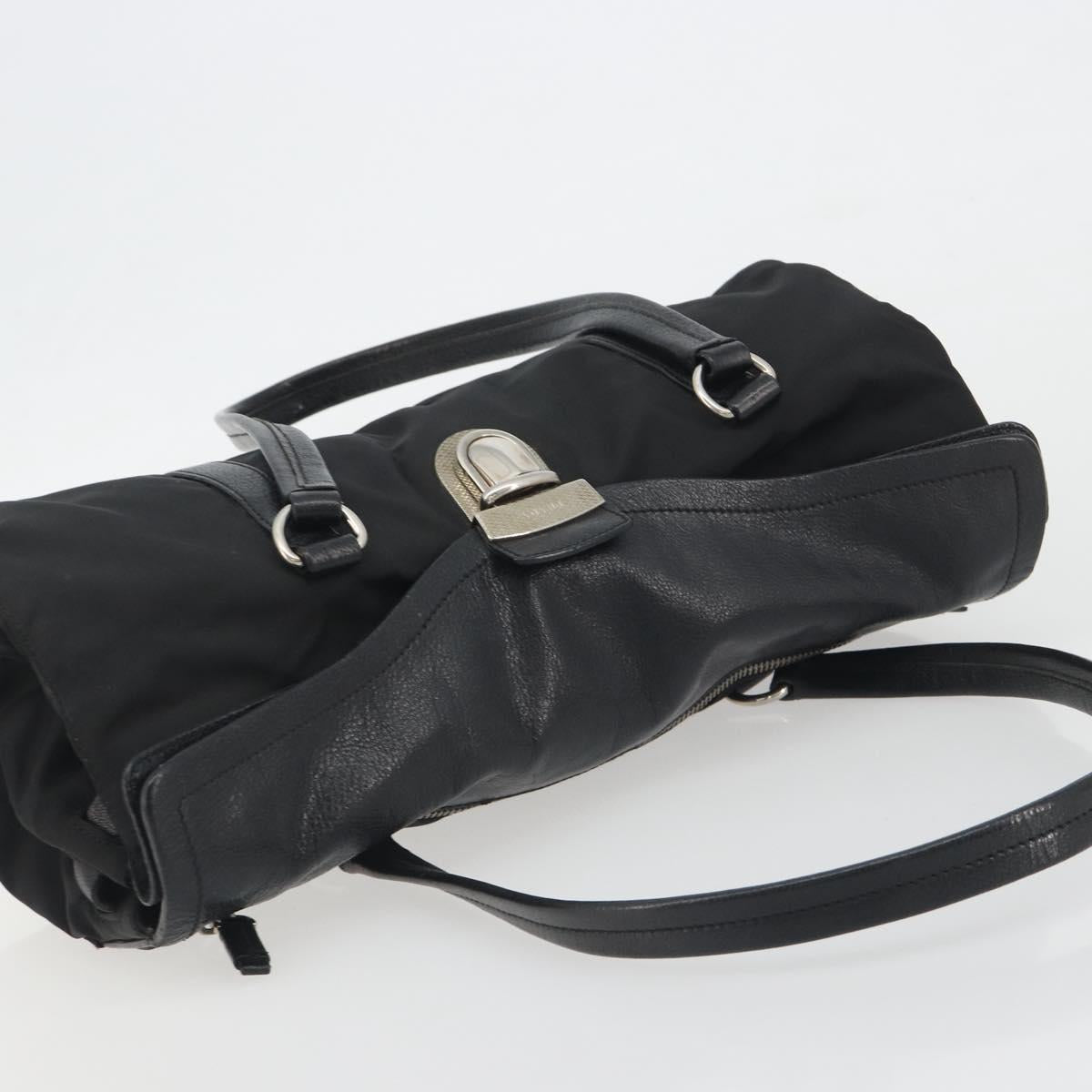 PRADA Shoulder Bag Nylon Black Silver Auth 193108V