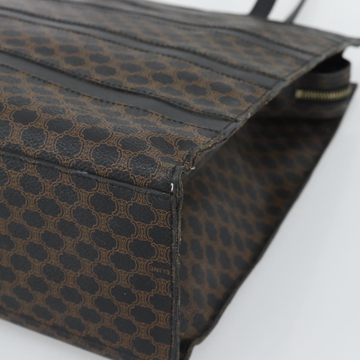 CELINE Macadam Canvas Tote Bag PVC Leather Black Gold Auth 193112