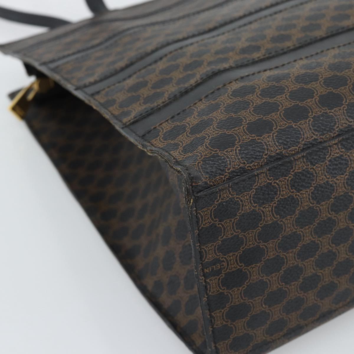 CELINE Macadam Canvas Tote Bag PVC Leather Black Gold Auth 193112