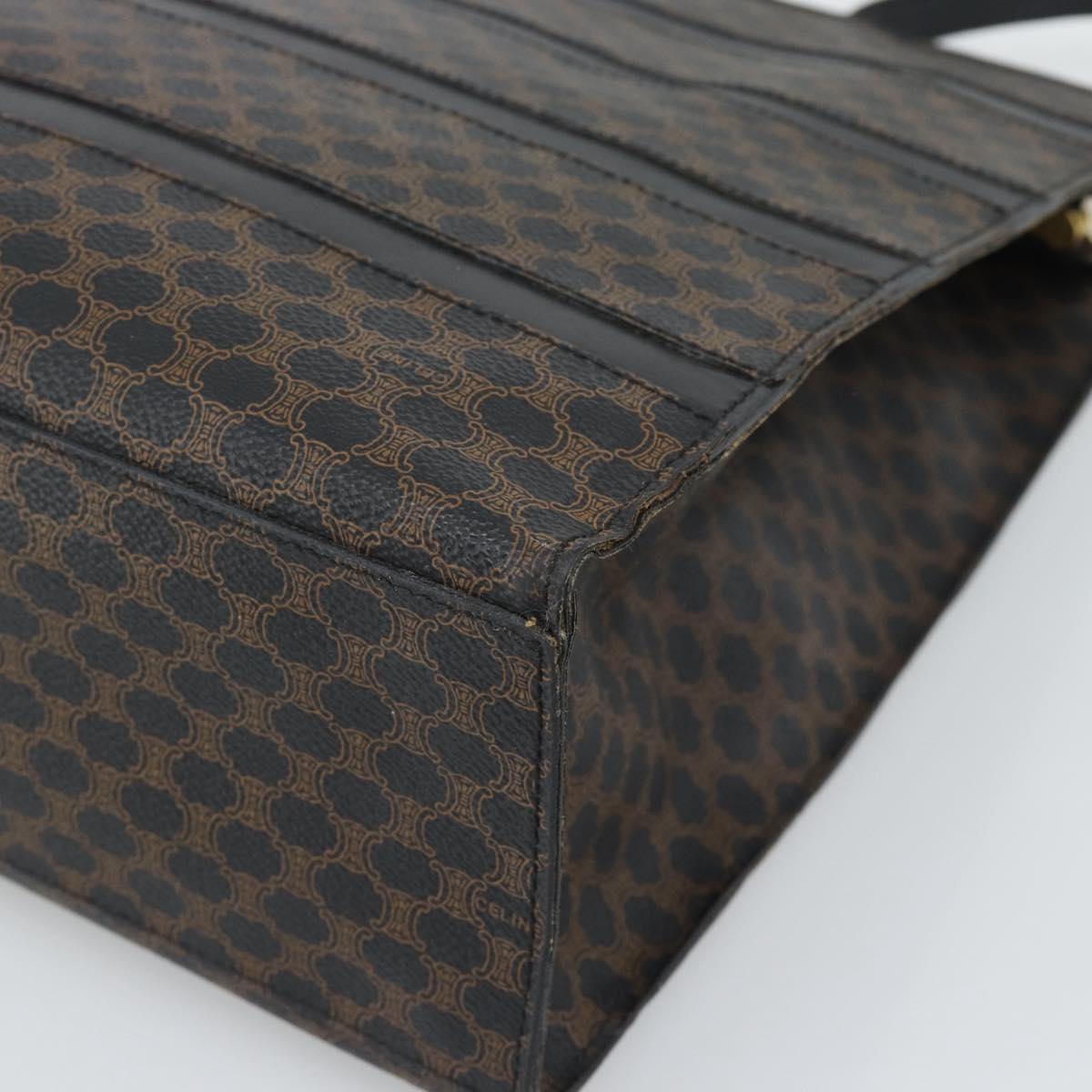 CELINE Macadam Canvas Tote Bag PVC Leather Black Gold Auth 193112