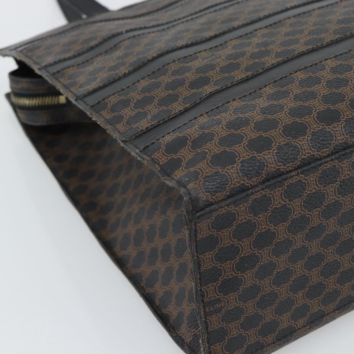CELINE Macadam Canvas Tote Bag PVC Leather Black Gold Auth 193112