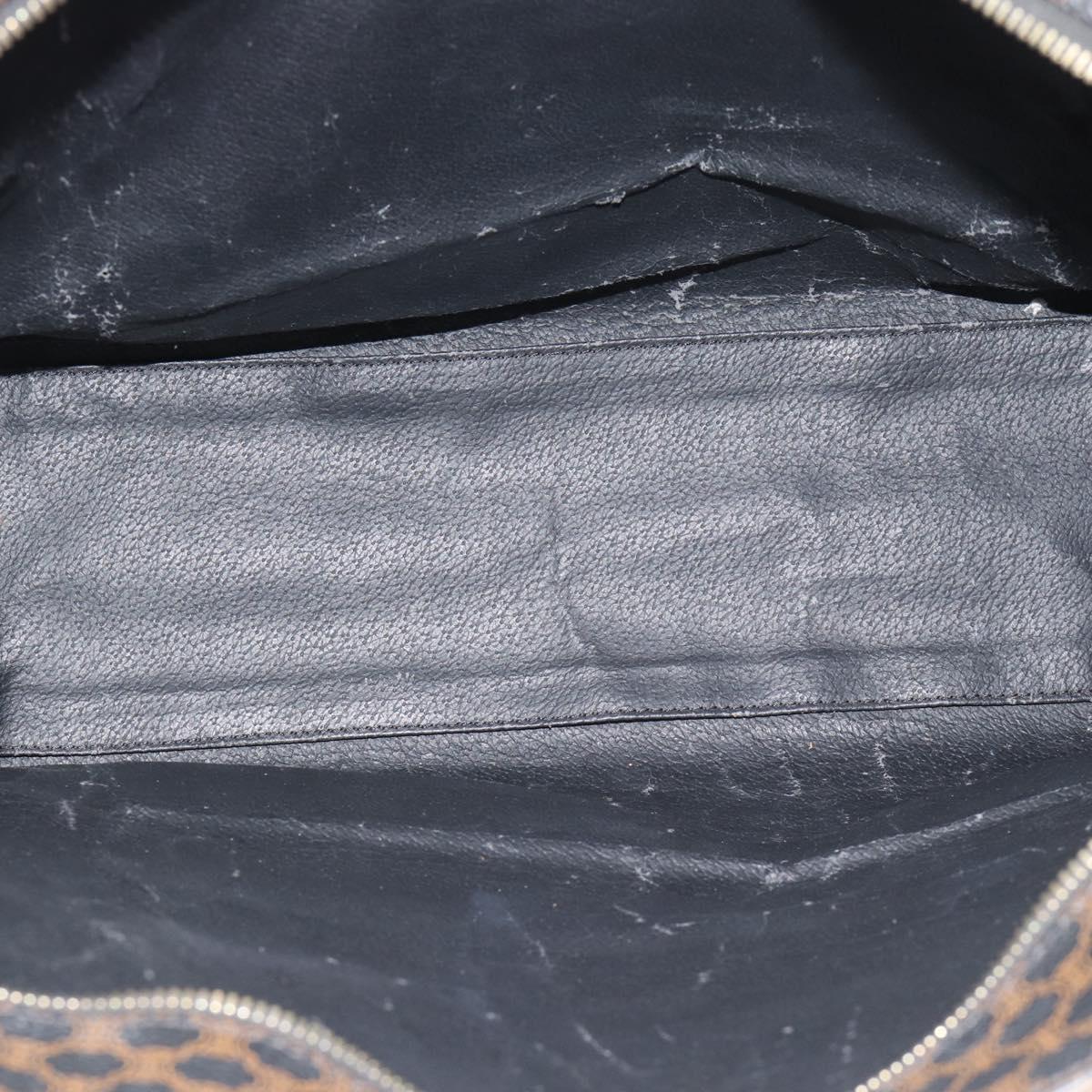 CELINE Macadam Canvas Tote Bag PVC Leather Black Gold Auth 193112