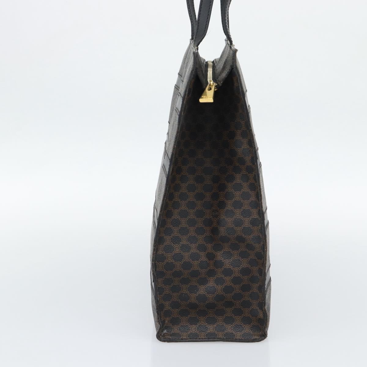 CELINE Macadam Canvas Tote Bag PVC Leather Black Gold Auth 193112