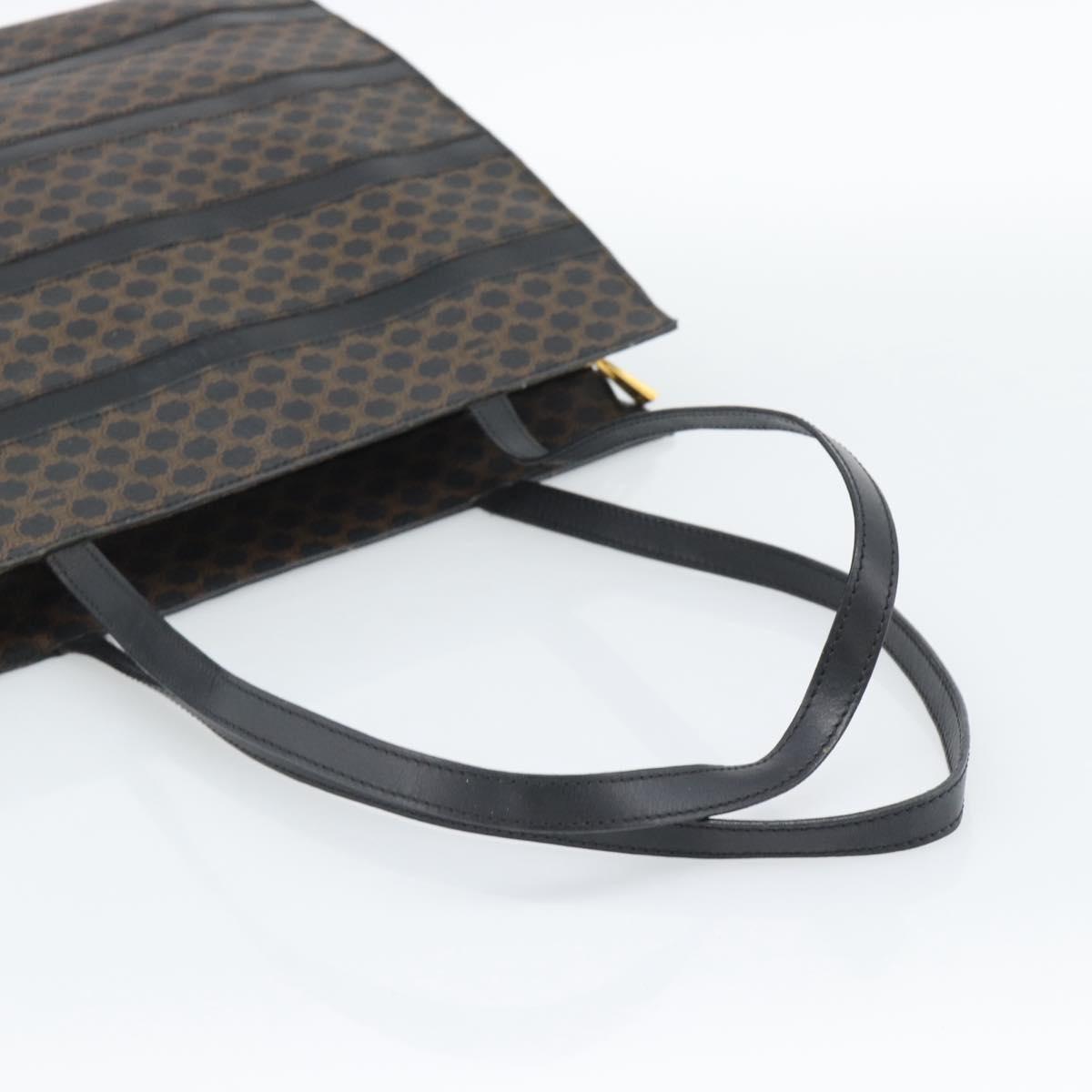 CELINE Macadam Canvas Tote Bag PVC Leather Black Gold Auth 193112