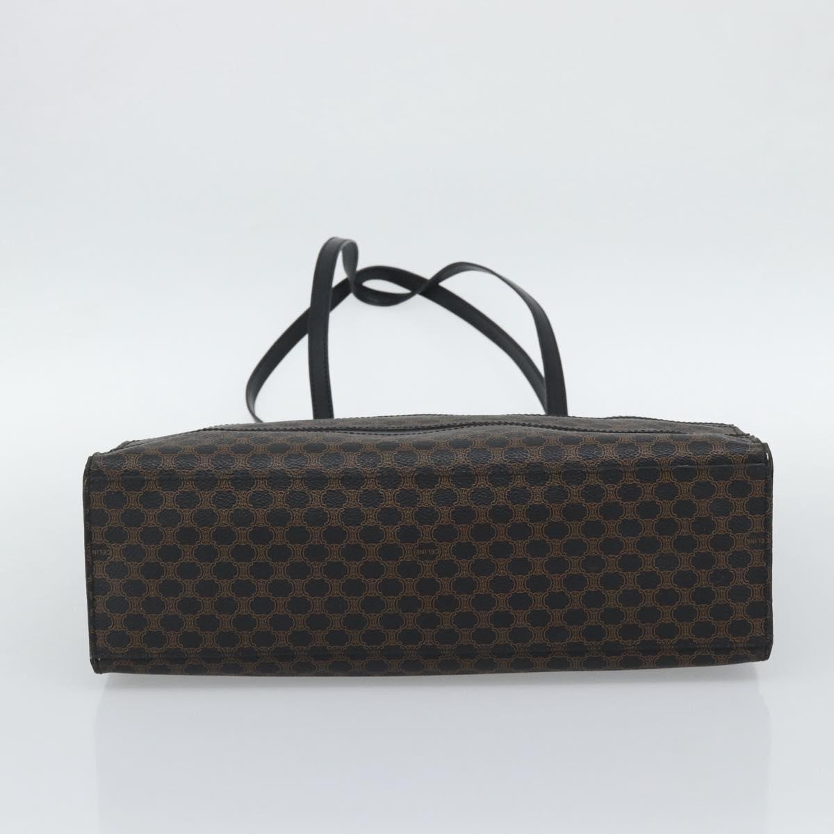 CELINE Macadam Canvas Tote Bag PVC Leather Black Gold Auth 193112