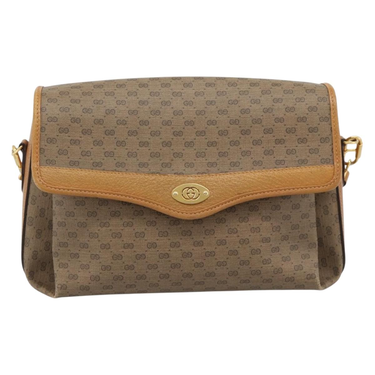 GUCCI Micro GG Supreme Shoulder Bag PVC Beige Gold 001 115 6165 8031 Auth 193113