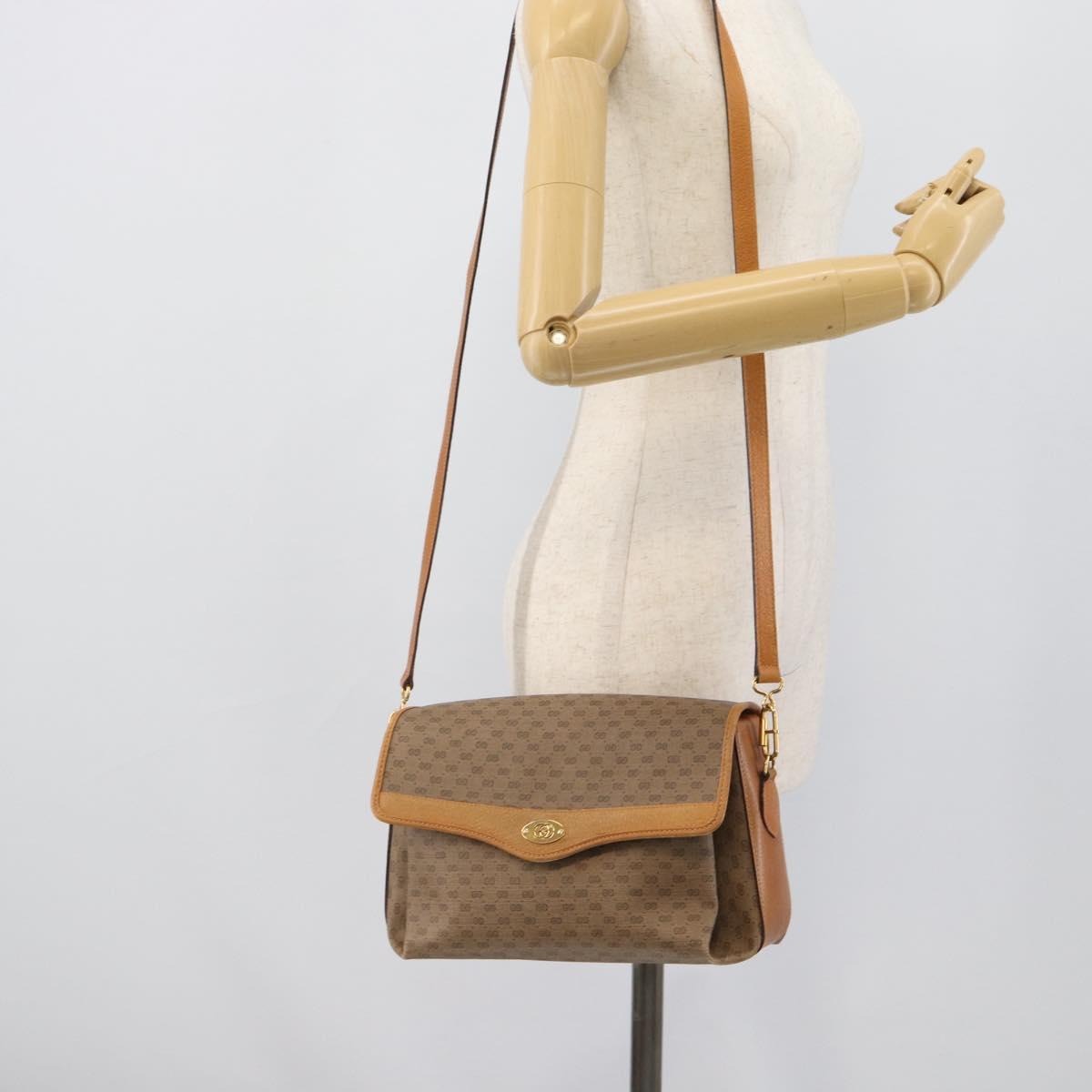 GUCCI Micro GG Supreme Shoulder Bag PVC Beige Gold 001 115 6165 8031 Auth 193113