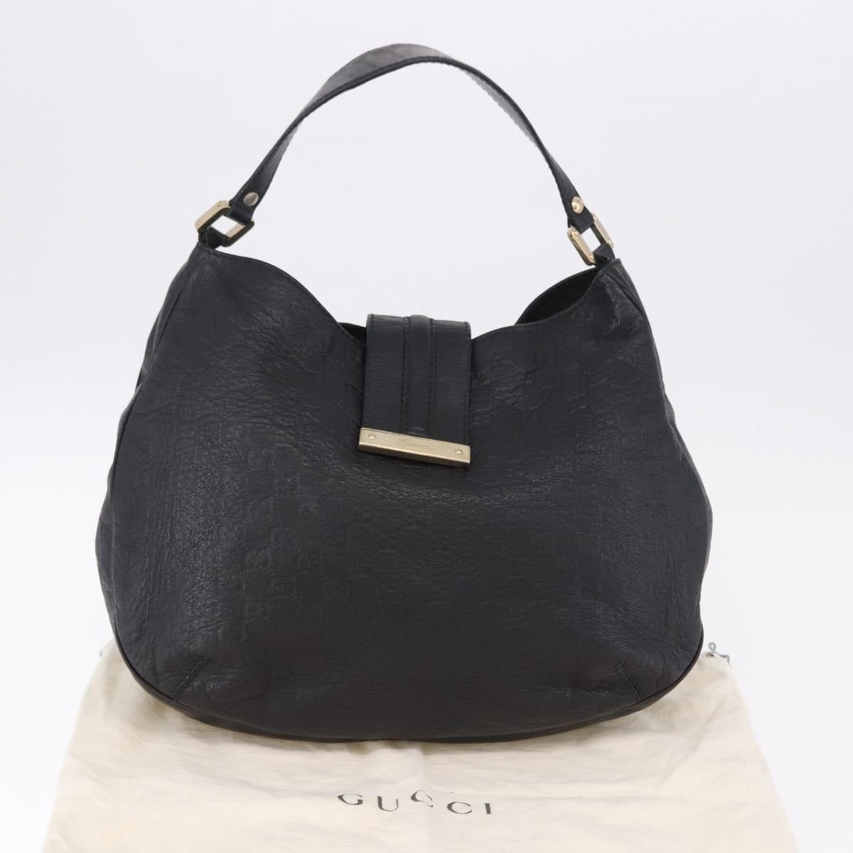 GUCCI GG Canvas Guccissima Shoulder Bag Leather Black Gold 233604 Auth 193115V