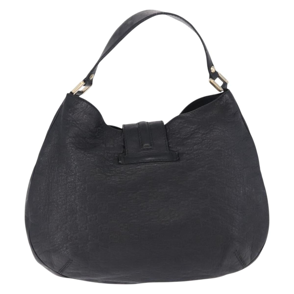 GUCCI GG Canvas Guccissima Shoulder Bag Leather Black Gold 233604 Auth 193115V