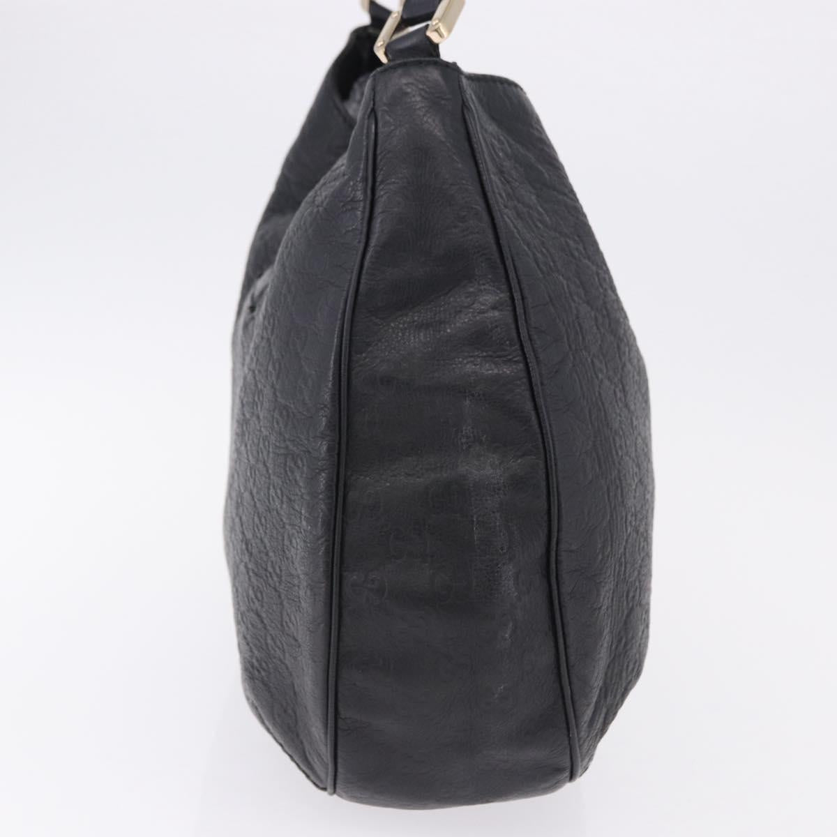 GUCCI GG Canvas Guccissima Shoulder Bag Leather Black Gold 233604 Auth 193115V