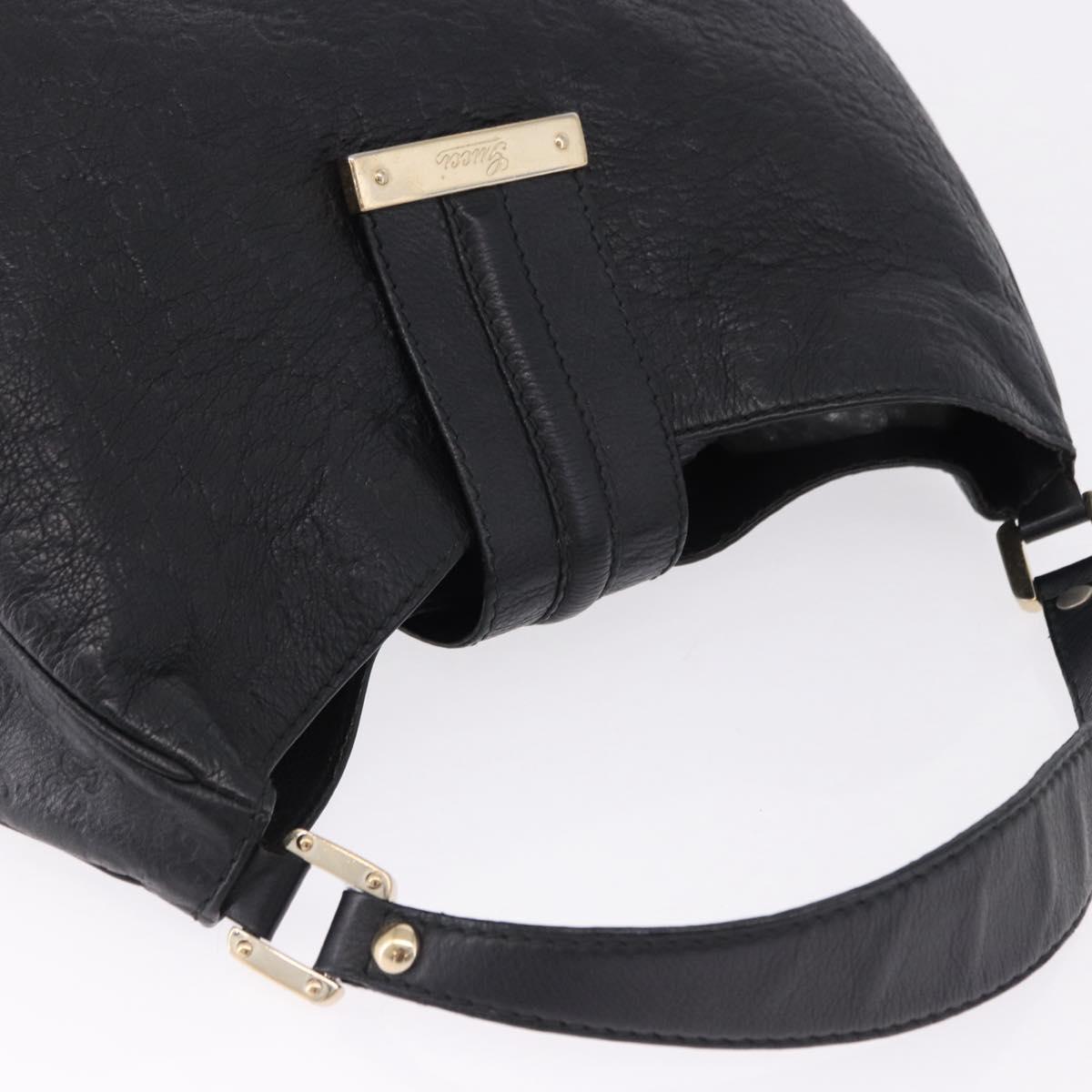 GUCCI GG Canvas Guccissima Shoulder Bag Leather Black Gold 233604 Auth 193115V