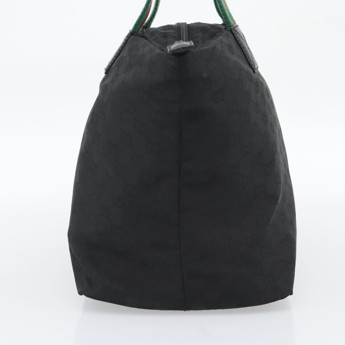 GUCCI GG Canvas Web Sherry Line Tote Bag Nylon Black 131231 Auth 193124A