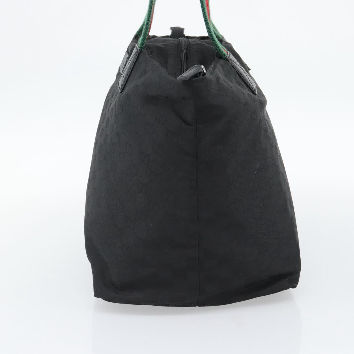 GUCCI GG Canvas Web Sherry Line Tote Bag Nylon Black 131231 Auth 193124A