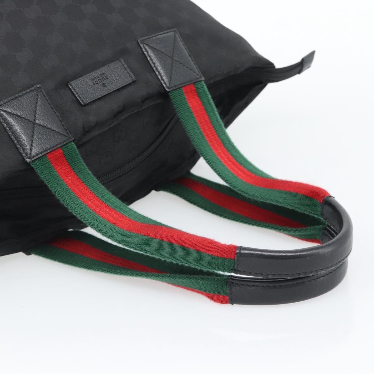 GUCCI GG Canvas Web Sherry Line Tote Bag Nylon Black 131231 Auth 193124A