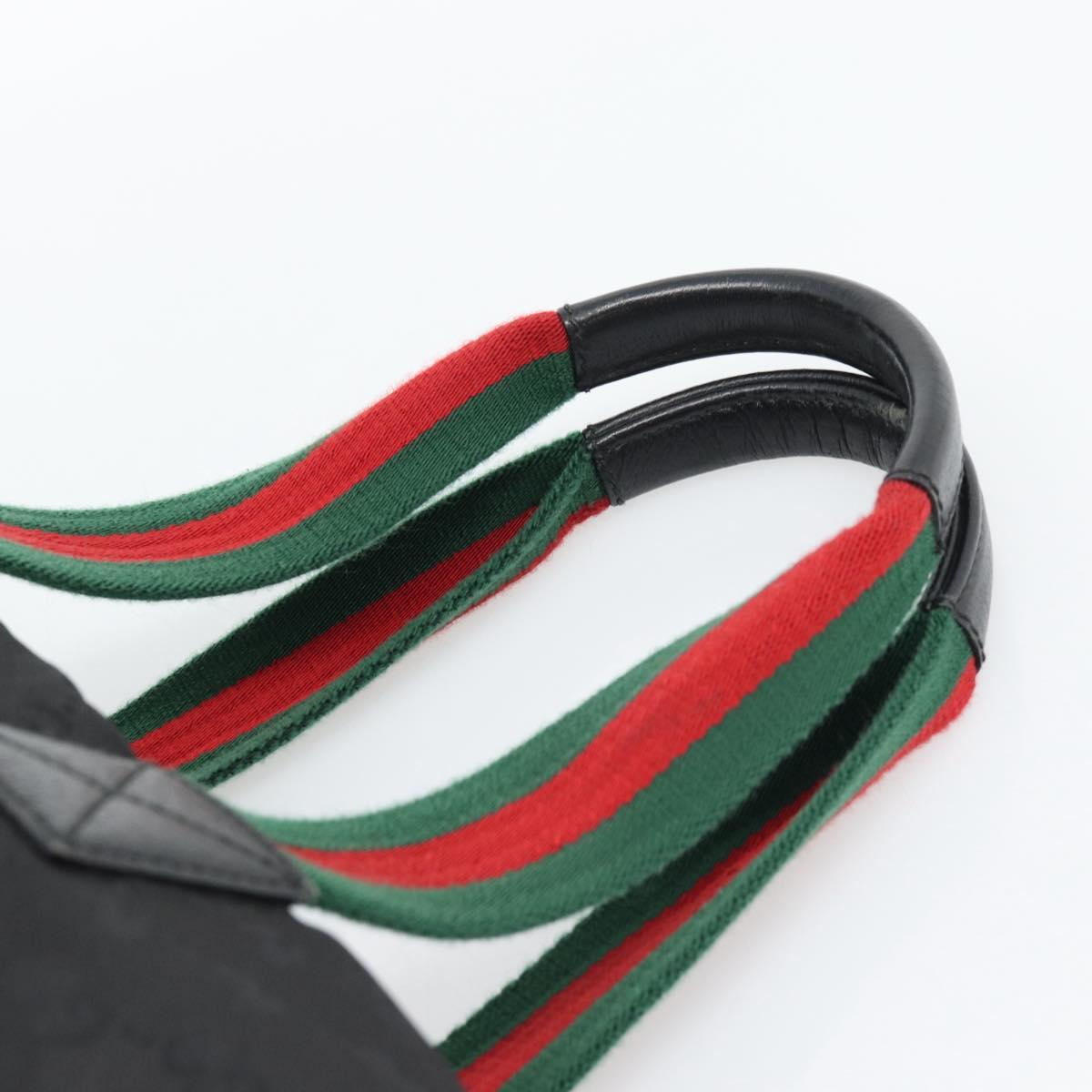 GUCCI GG Canvas Web Sherry Line Tote Bag Nylon Black 131231 Auth 193124A