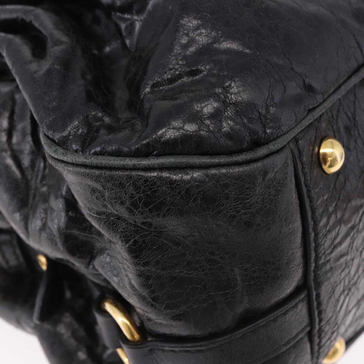 Miu Miu Tote Bag Leather 2way Black Gold Auth 193125V